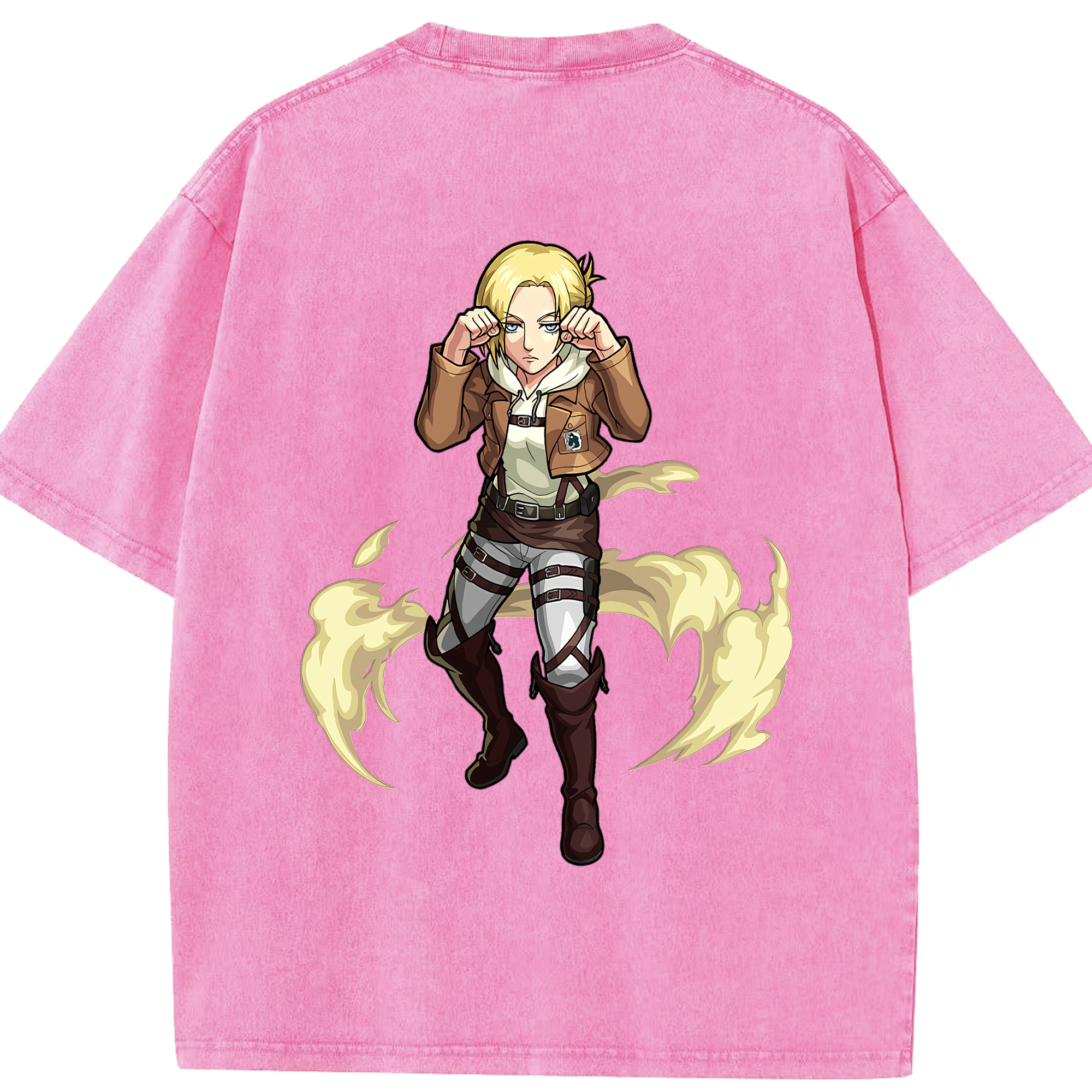 （画像用） 進撃の巨人 アニ・レオンハート Attack on Titan Annie Leonhart 綿100% ヴィンテージ風 半袖Tシャツ（背面プリント）